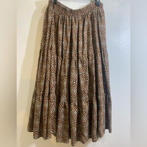 Elegant Brown Tiered Patterned Skirt